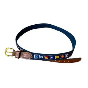 5/$25 Zep-Pro vintage men’s blue canvas brass buckle flag belt size 42